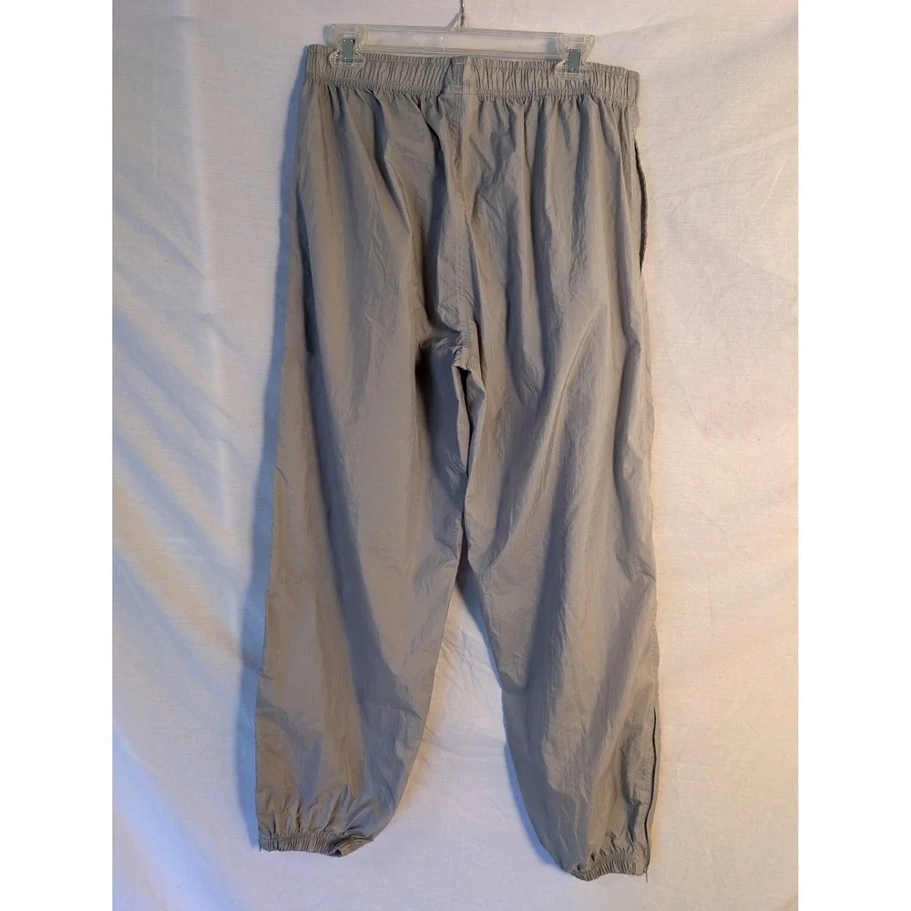 Vintage 90s Reebok Nylon Track Wind Pants Ankle Zippers Gray M Streetwear Retro